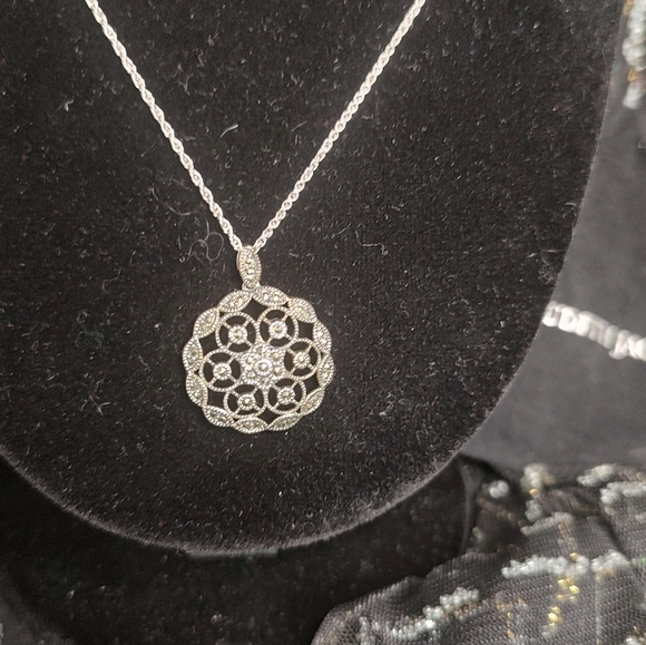 Judith Jack Necklace Sterling Silver Marcasite Pendant - Picture 3 of 15